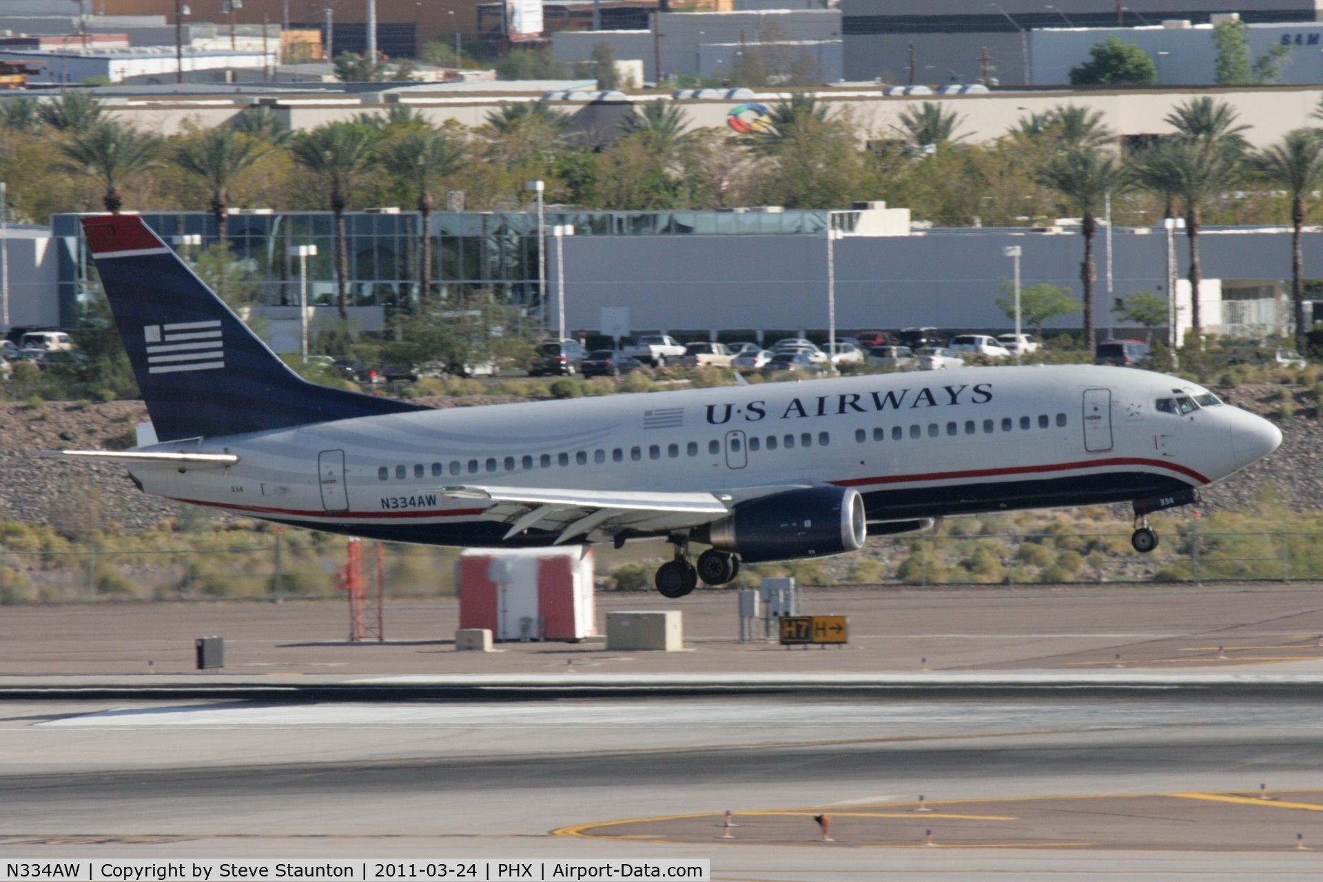 N334AW, 1987 Boeing 737-3Y0 C/N 23748, Taken at Phoenix Sky Harbor Airport, in March 2011 whilst on an Aeroprint Aviation tour
