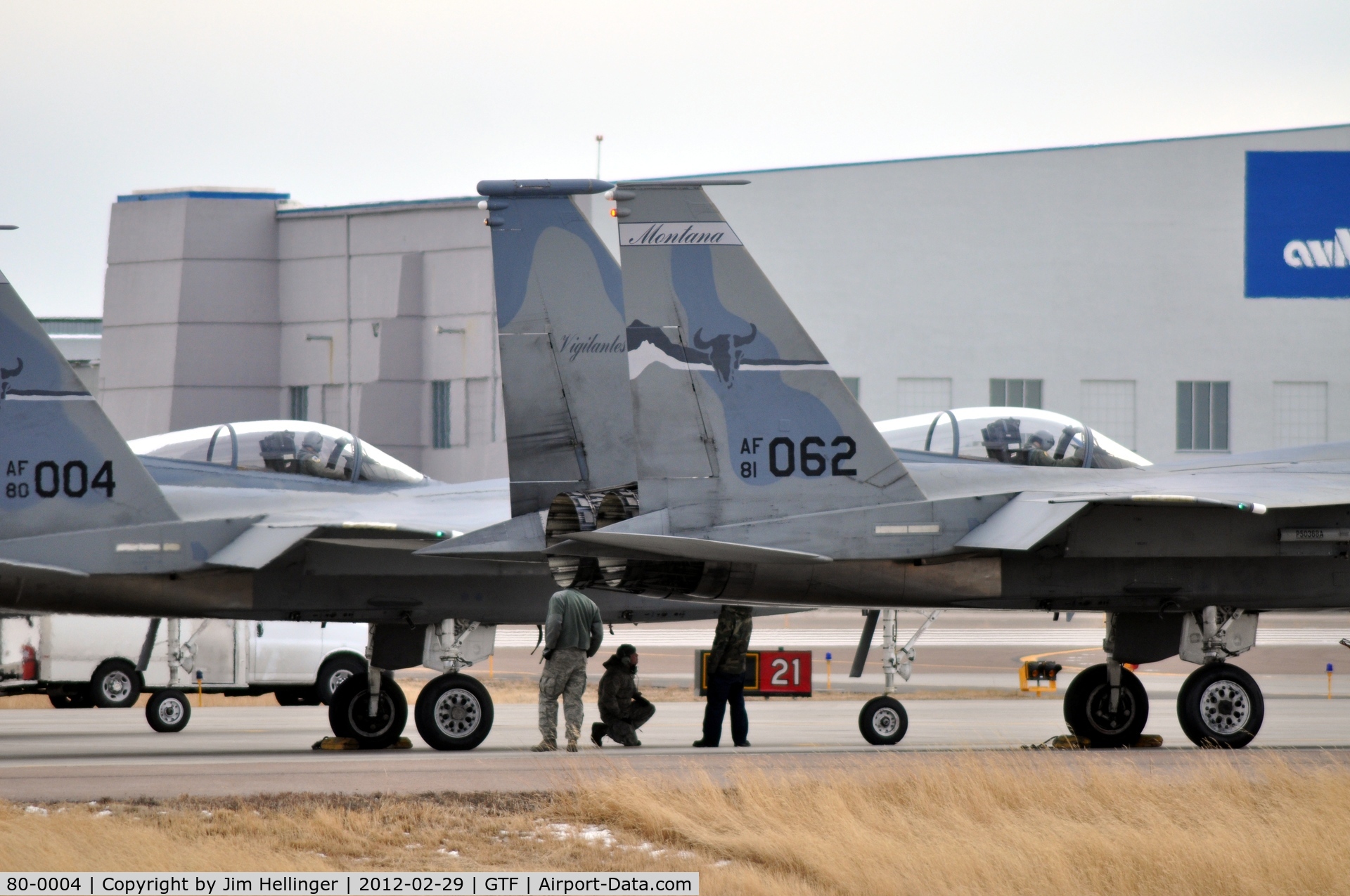80-0004, 1980 McDonnell Douglas F-15C Eagle C/N 0638/C153, 120th Fighter Wing F-15's, end of runway check at GTF