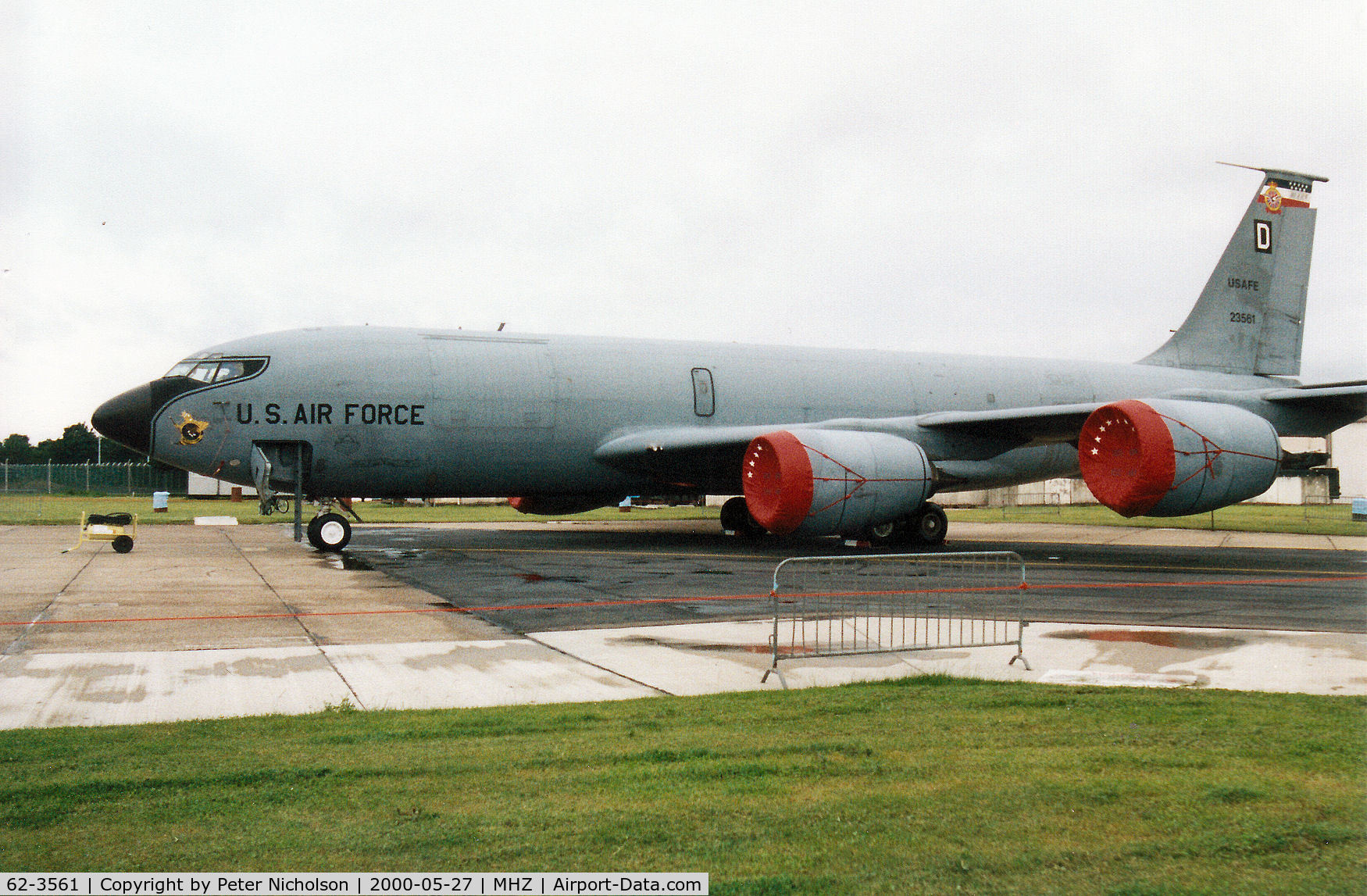 62-3561, 1963 Boeing KC-135E-BN Stratotanker C/N 18544, KC-135R Stratotanker of 351st Air Refuelling Squadron/100th Air Refuelling Wing on display at the 2000 RAF Mildenhall Air Fete.