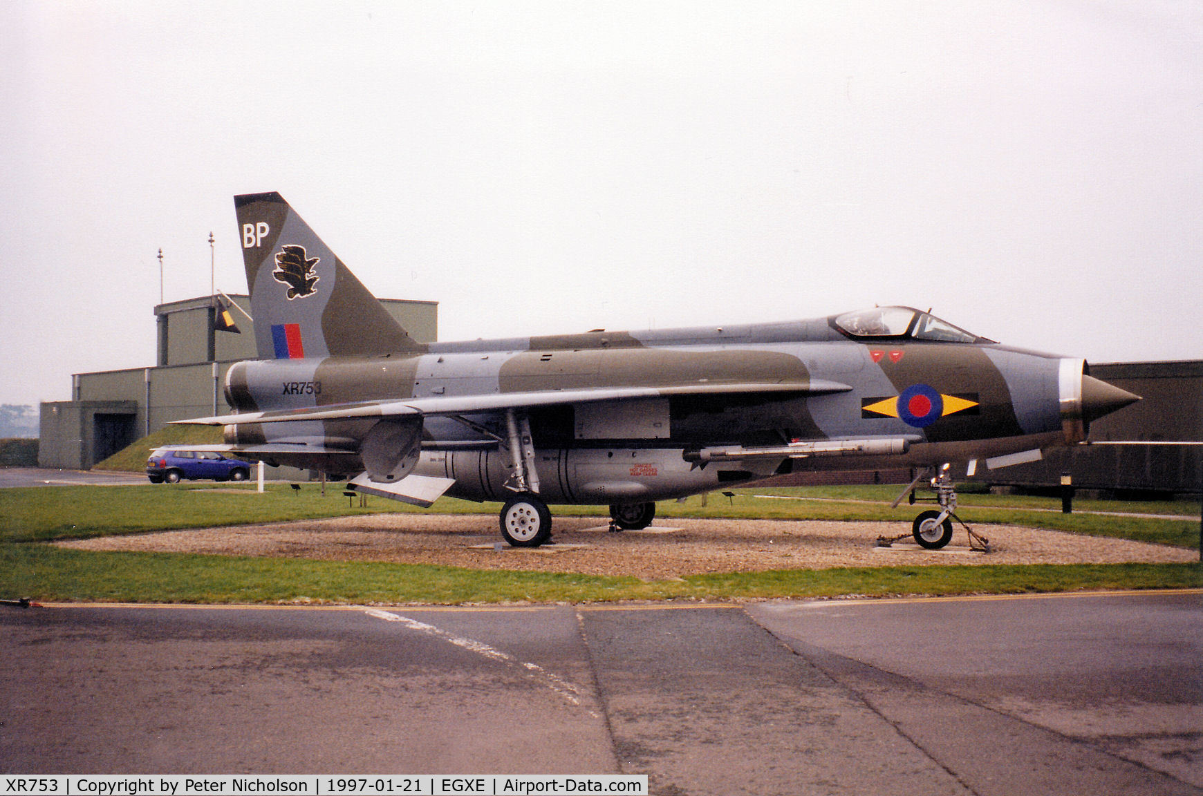 XR753, 1965 English Electric Lightning F.6 C/N 95218, Lightning F.6 as preserved by 11 Squadron at RAF Leeming in January 1997.