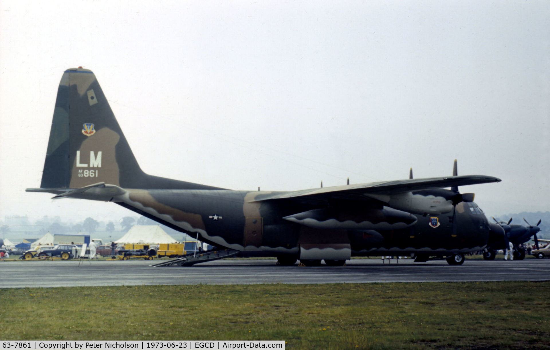 63-7861, 1963 Lockheed C-130E Hercules C/N 382-3931, C-130E Hercules of the 316th Tactical Airlift Wing on display at the 1973 Woodford Airshow.
