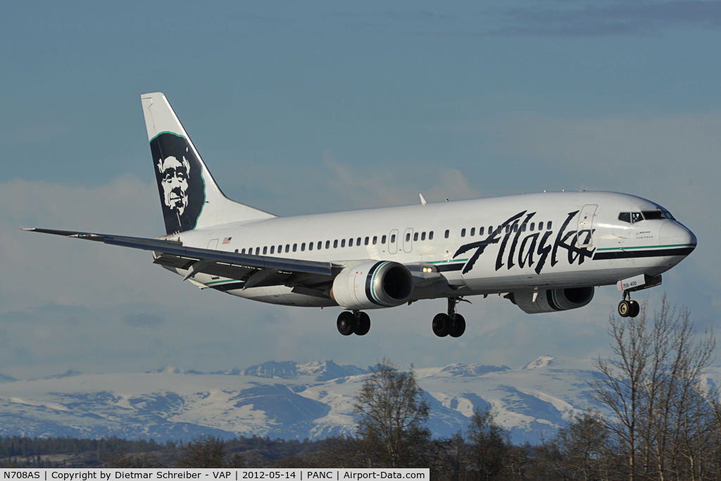 N708AS, 1999 Boeing 737-490 C/N 28895, Alaska Airlines Boeing 737-400