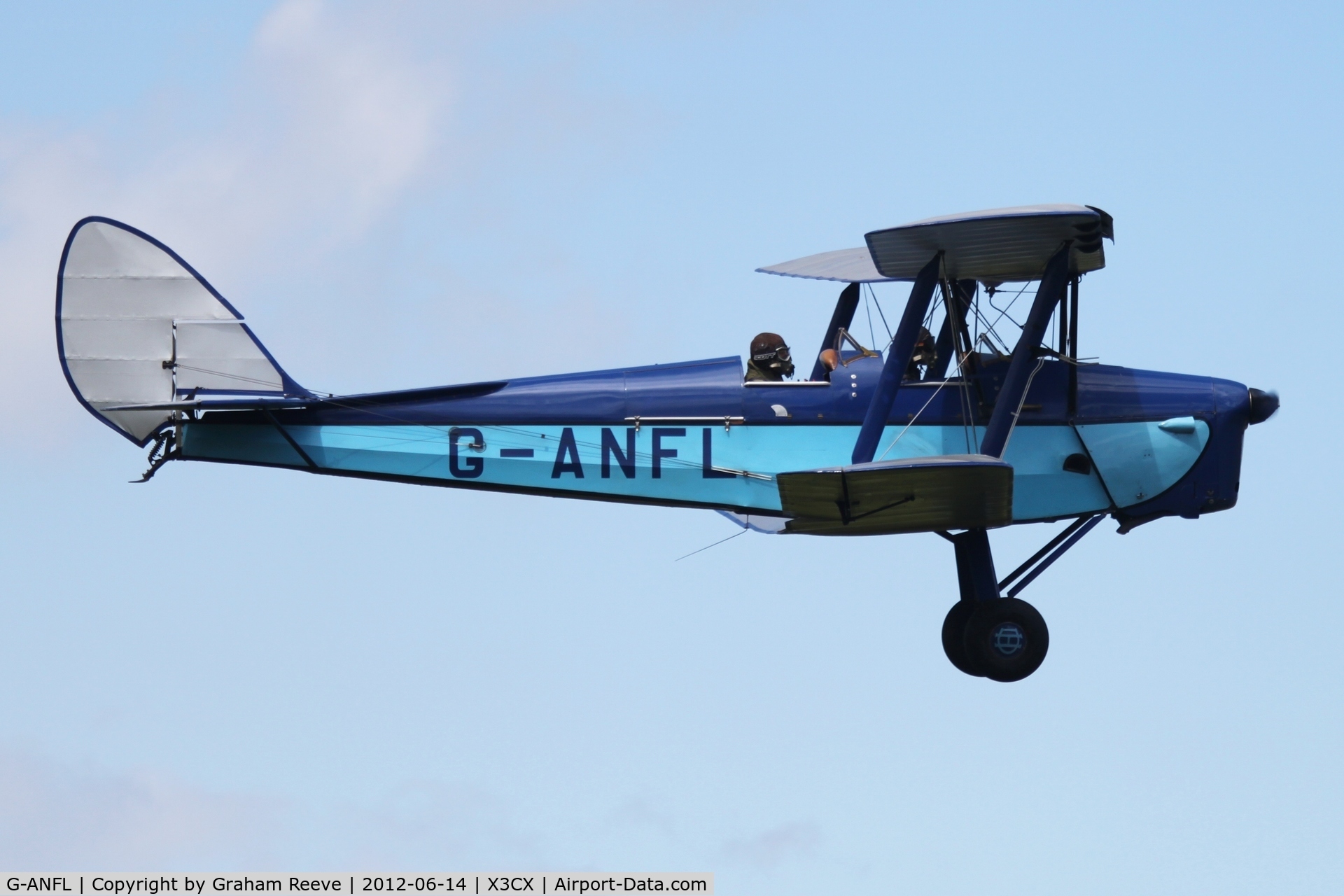 G-ANFL, 1941 De Havilland DH-82A Tiger Moth II C/N 84617, About to land.