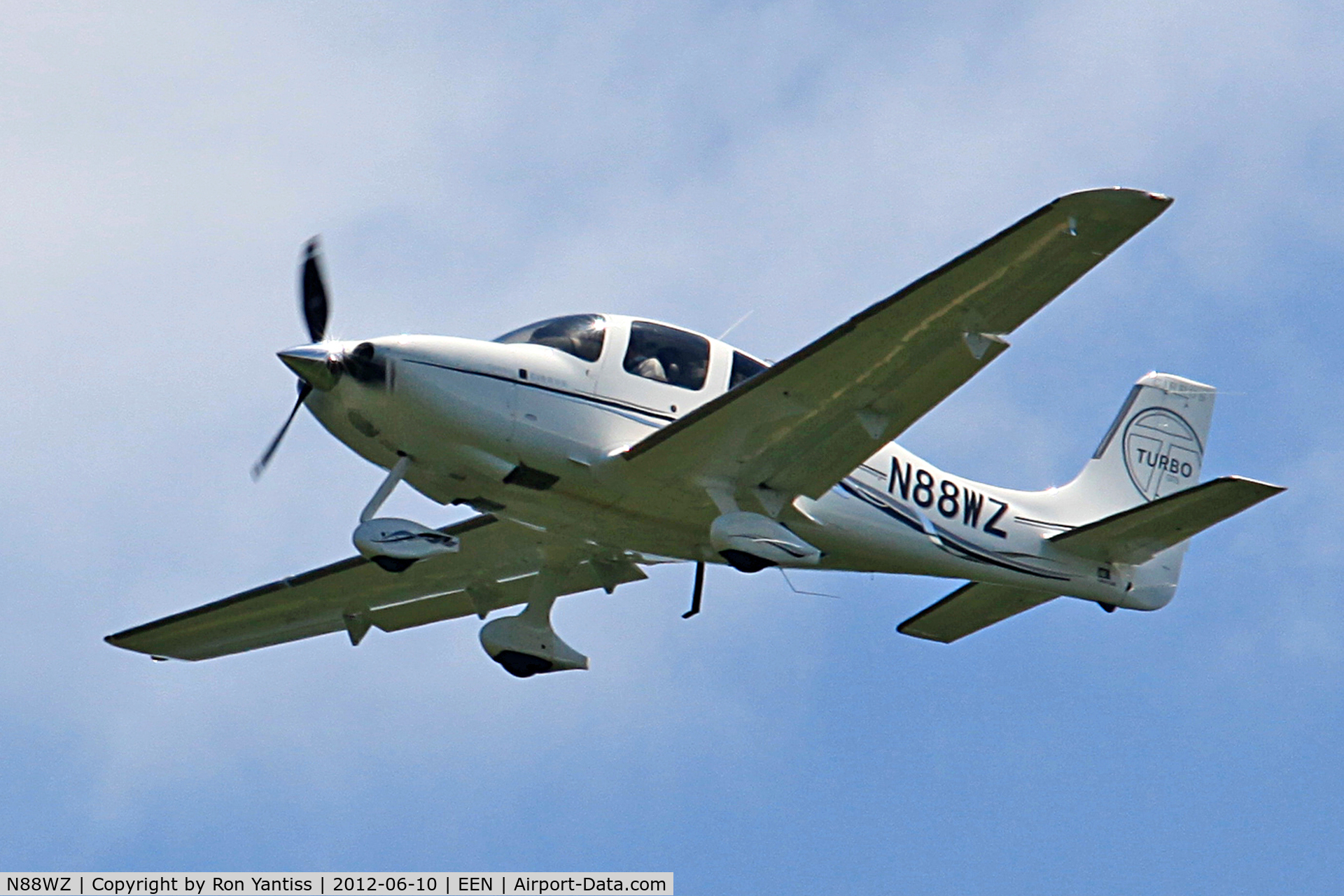 N88WZ, Cirrus SR22T C/N 3597, Short final for runway 02, Dillant-Hopkins Airport, Keene, NH