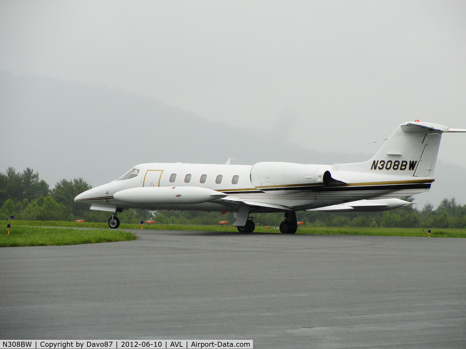 N308BW, 1981 Gates Learjet 35A C/N 438, Photo taken in the rain at Asheville Airport on June 10, 2012.