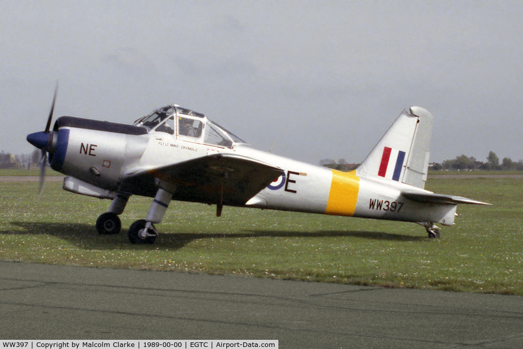 WW397, 1954 Percival P-56 Provost T.1 C/N PAC/56/226, Percival P-56 Provost T.1 at Cranfield in 1989.