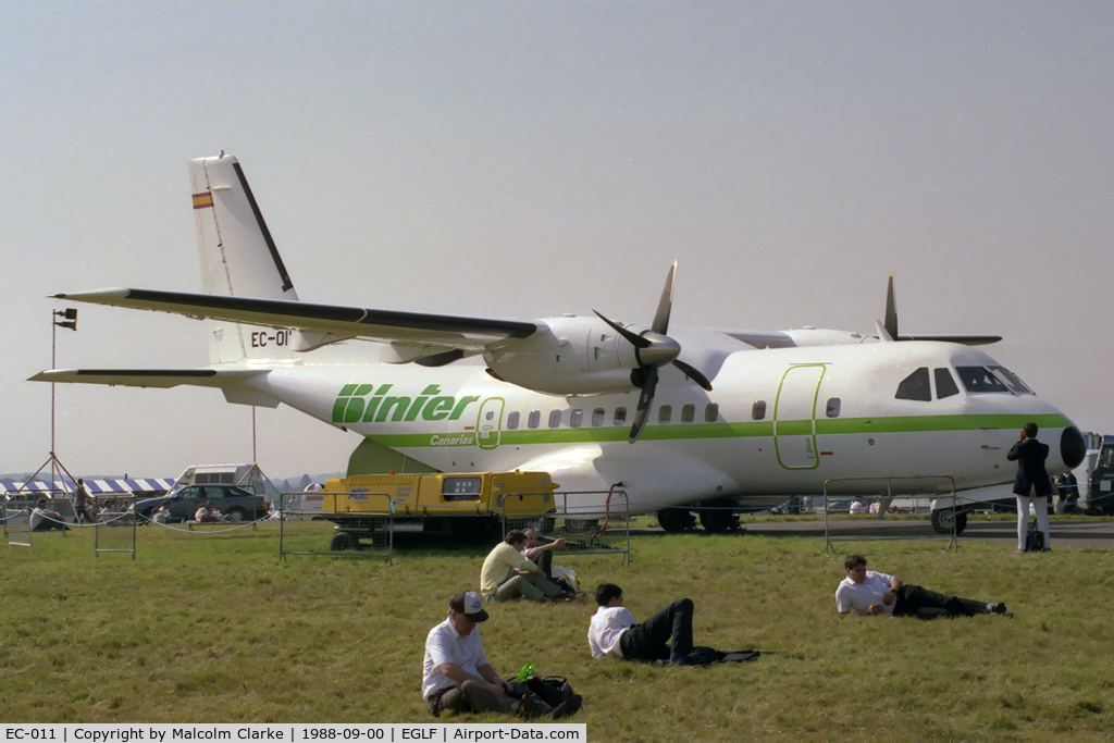 EC-011, 1988 Airtech CN-235-10 C/N C006, Airtech CN-235-10 at SBAC Farnborough in 1988.