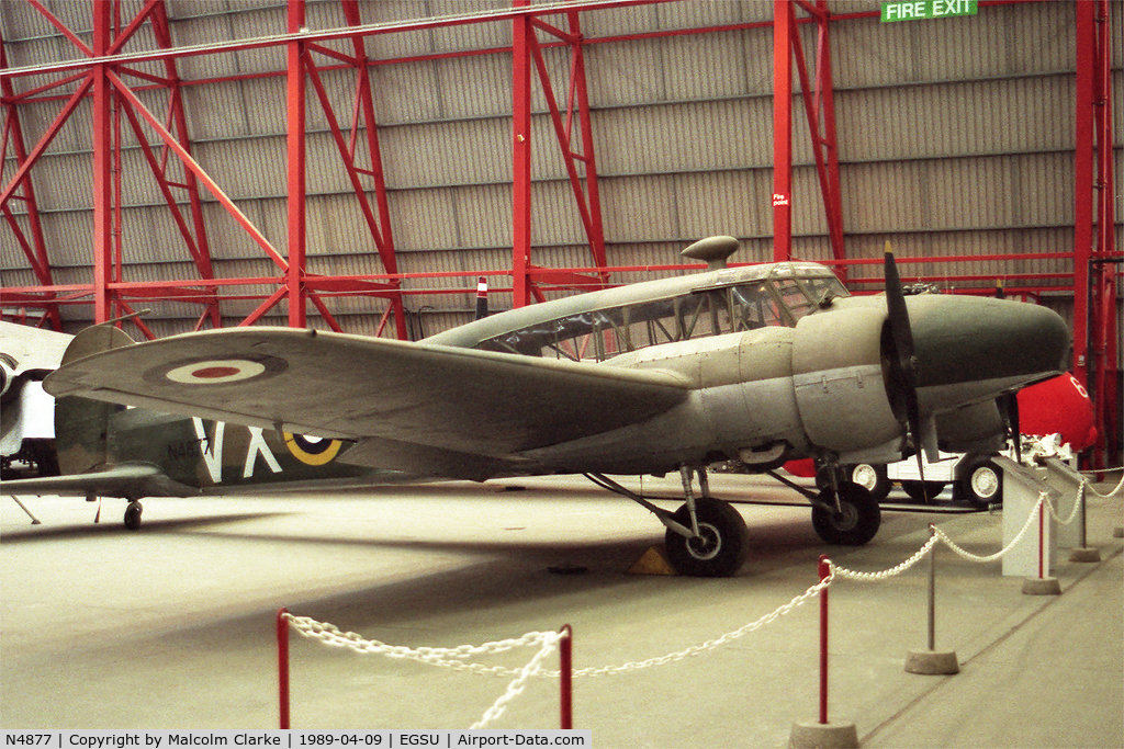 N4877, Avro 625A Anson 1 C/N Not found N4877, Avro 625A Anson I at The Imperial War Museum, Duxford in 1989.