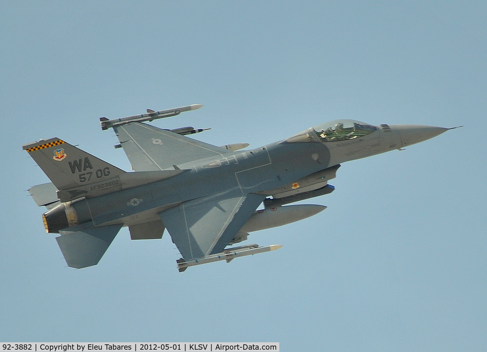 92-3882, General Dynamics F-16C Fighting Falcon C/N CC-124, Taken over Nellis Air Force Base, Nevada.