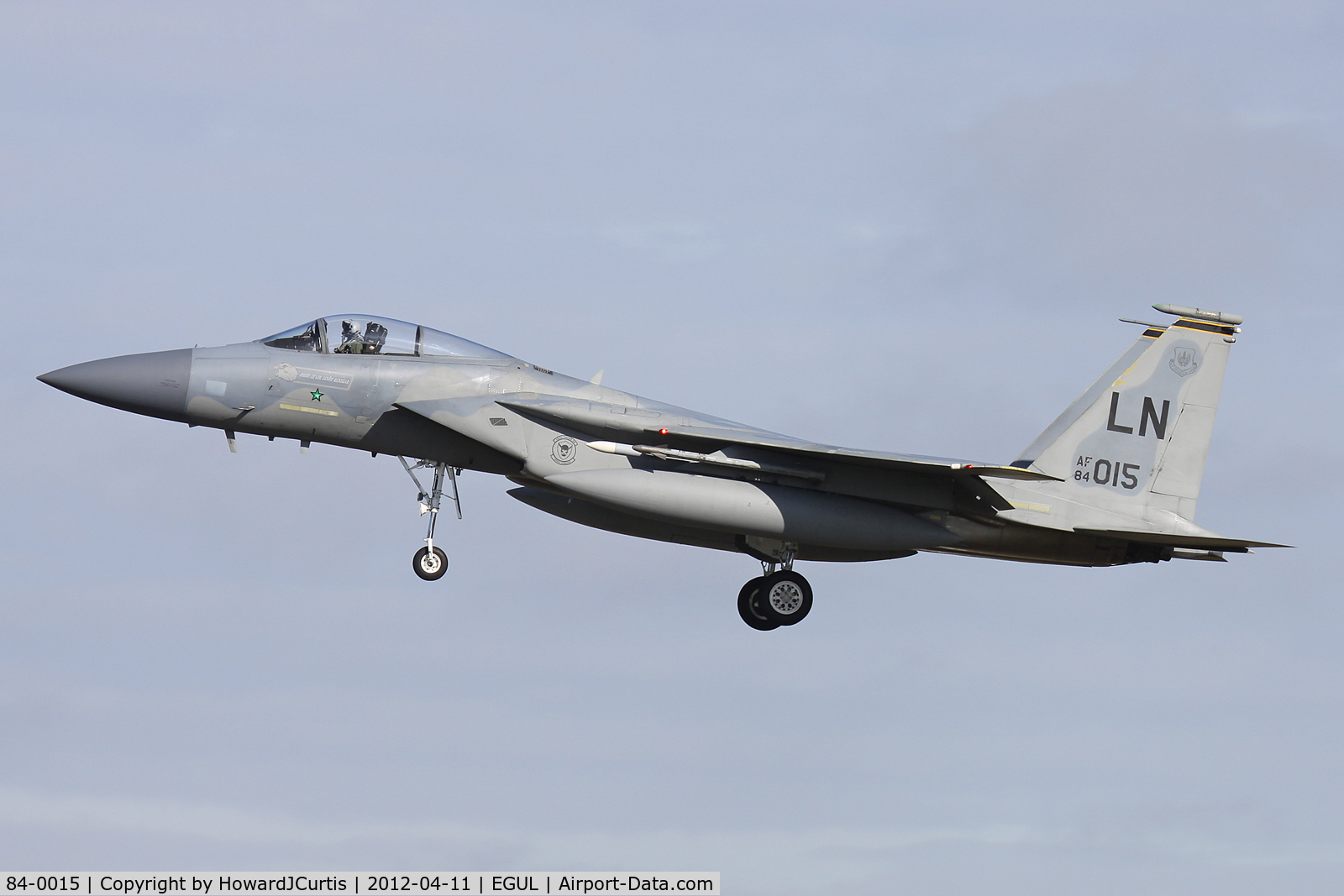 84-0015, 1984 McDonnell Douglas F-15C Eagle C/N 0925/C318, Operated by 493rd FS/48th FW, based here. The star on the nose signifies the downing of an Iraqi PC-9 on 22nd March 1991.