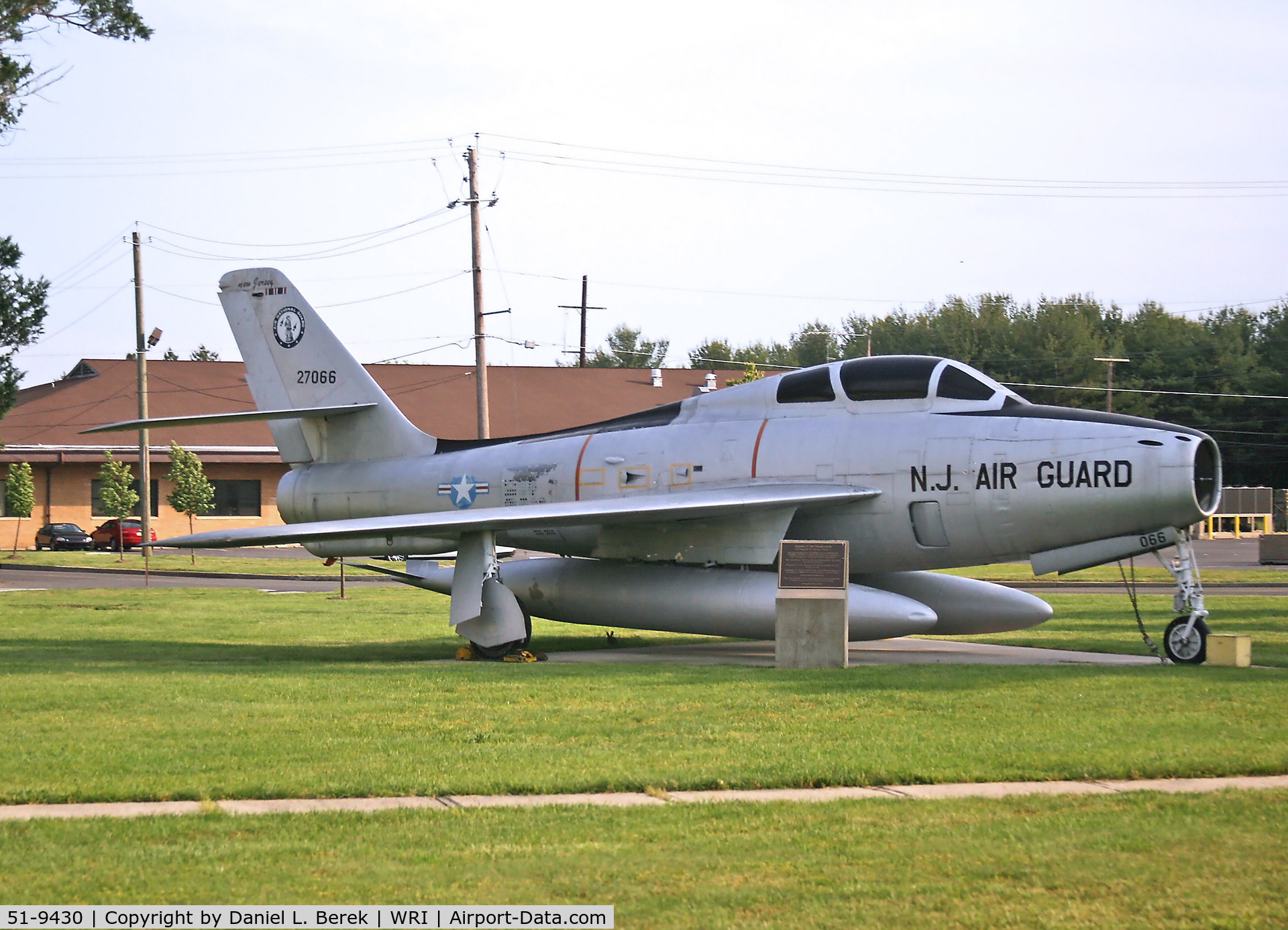 51-9430, 1952 General Motors F-84F-51-GK Thunderstreak C/N Not found 51-9430, Here 51-9430 is shown on display at McGuire AFB with the fictitious serial 52-7066.  That aircraft was scrapped in Colorado.