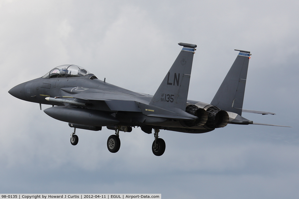 98-0135, 1998 McDonnell Douglas F-15E Strike Eagle C/N 1365/E226, Operated by 492nd FS/48th FW, based here.