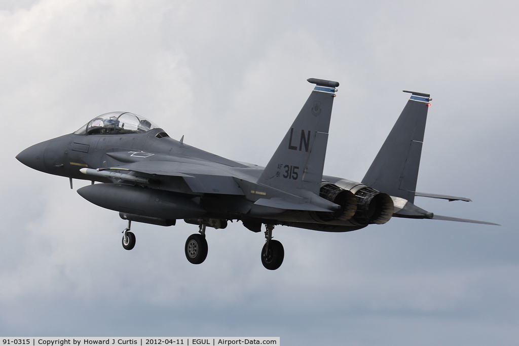 91-0315, 1991 McDonnell Douglas F-15E Strike Eagle C/N 1222/E180, Operated by 492nd FS/48th FW, based here.