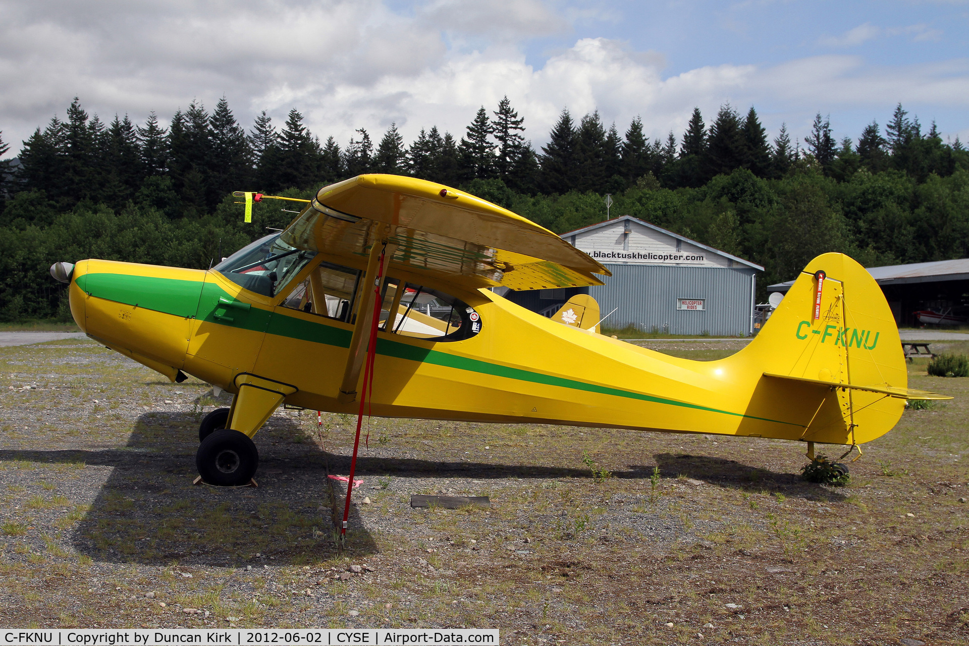 C-FKNU, 1948 Aeronca 15AC Sedan C/N 15AC-206, A fine old Aeronca parked out in the elements of British Columbia