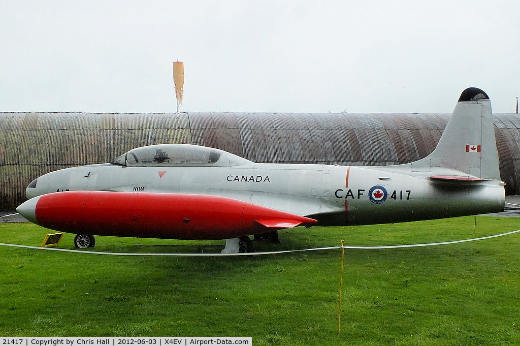 21417, Canadair CT-133 Silver Star 3 C/N T33-417, Canadair CT-133 Silver Star. This aircraft was one of 636 jet trainers built under licence by Canadair for the Royal Canadian Air Force, from 1952. It was used as an instrument flight trainer whilst in service with the Canadian forces in Germany.