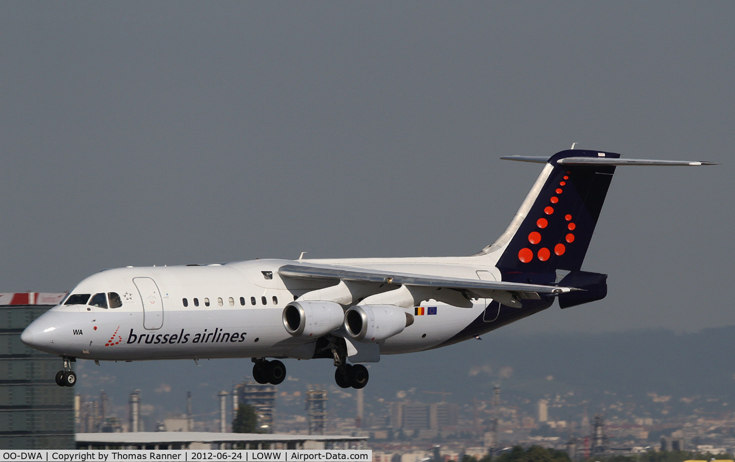 OO-DWA, 1997 British Aerospace Avro 146-RJ100 C/N E3308, Brussels Airlines Avro RJ100