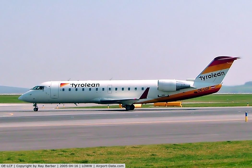 OE-LCF, 1996 Canadair CRJ-200LR (CL-600-2B19) C/N 7094, Canadair CRJ- 200LR [7094] (Tyrolean Airways) Vienna~OE 16/04/2005. Taxiing for departure.