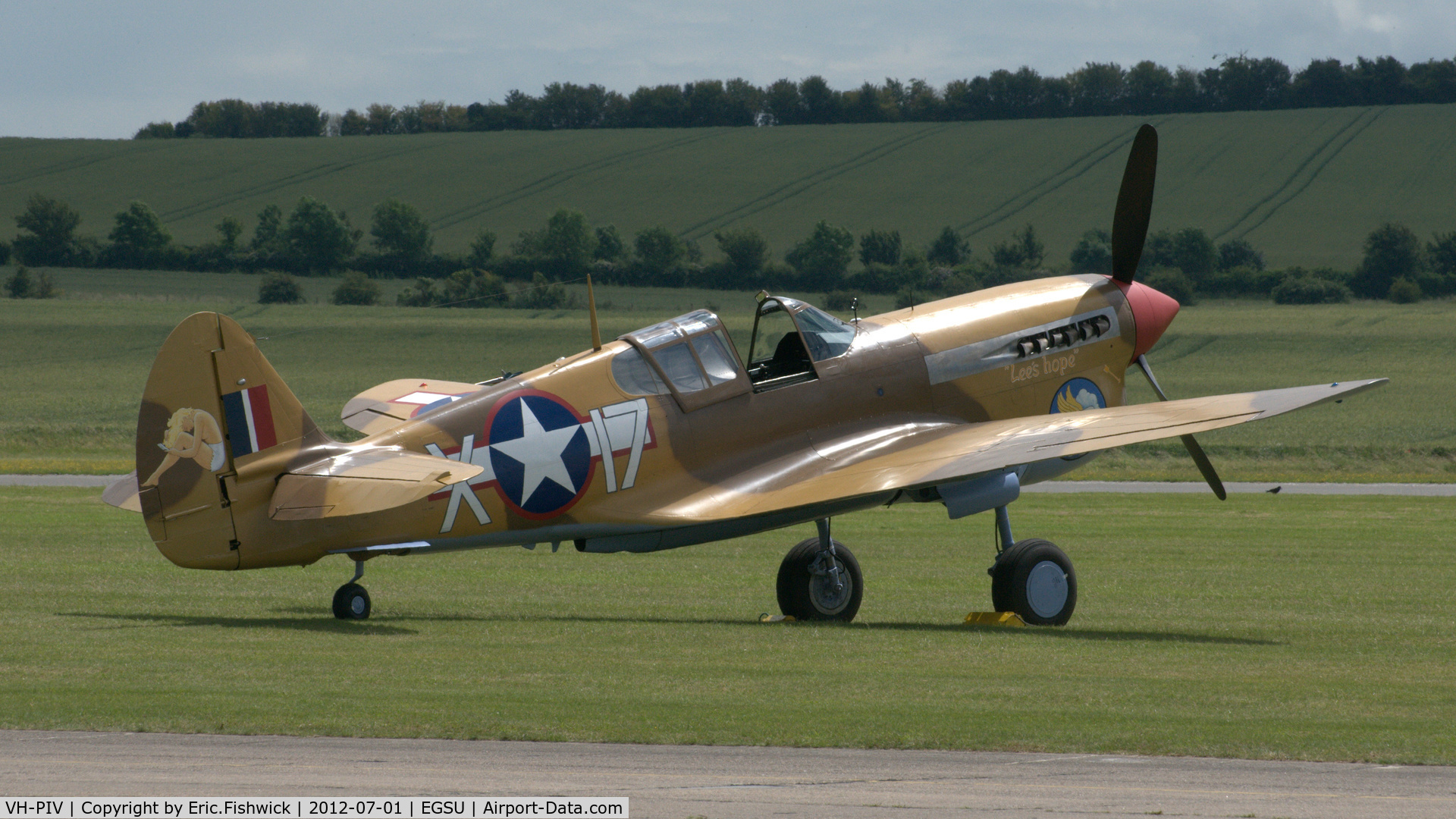 VH-PIV, 1942 Curtiss P-40F Warhawk C/N 19503, 2. G-CGZP at another excellent Flying Legends Air Show (July 2012.)