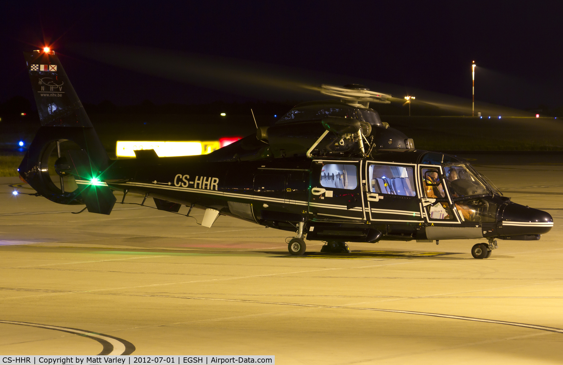 CS-HHR, 2009 Eurocopter AS-365N-3 Dauphin 2 C/N 6841, Sat under the floodlight at SaxonAir.