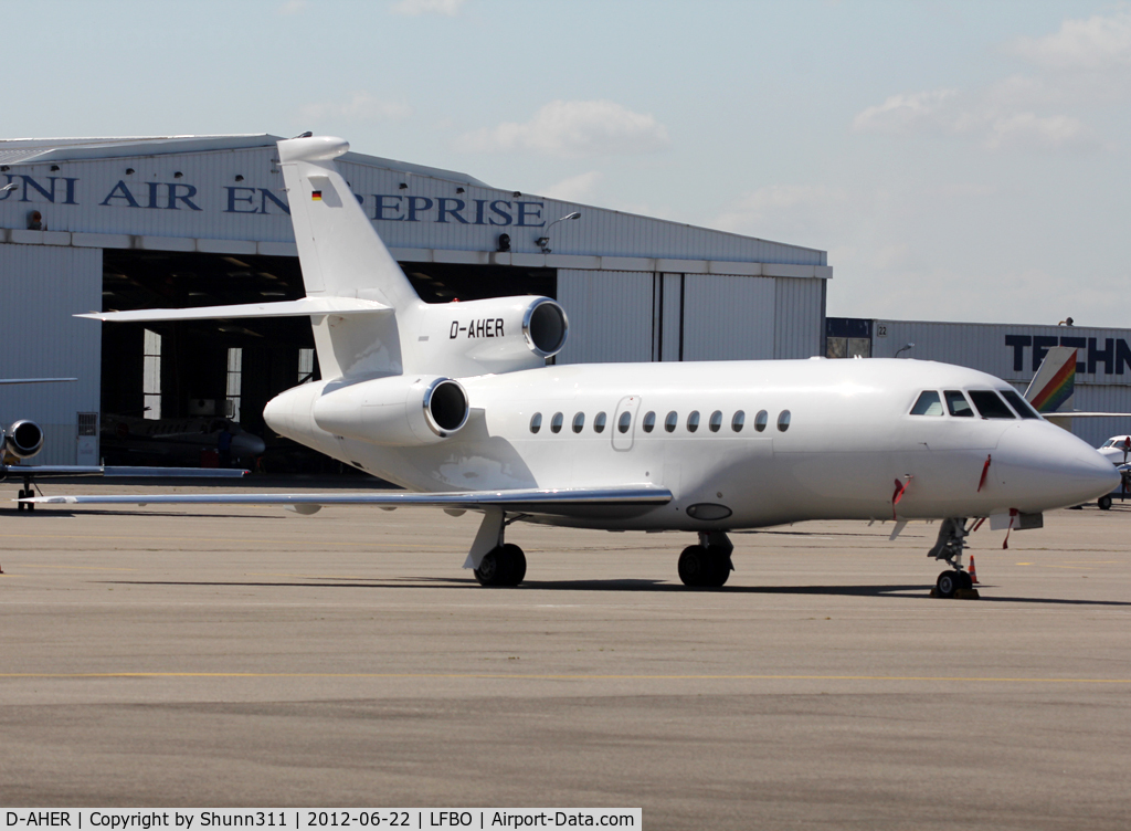 D-AHER, 2001 Dassault Falcon 900EX C/N 78, Parked at the General Aviation area...