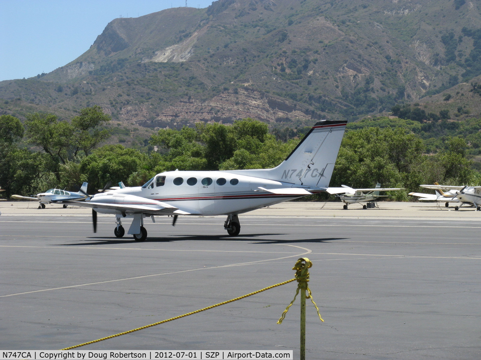 N747CA, Cessna 421C Golden Eagle C/N 421C0850, 1980 Cessna 421C GOLDEN EAGLE, Continental GTSIO-520-L & -N turbosupercharged counter-rotating geared engine upgrade conversion by RAM Aircraft LP, 375 Hp each, Pressurized, wet wings, taxi after landing Rwy 22