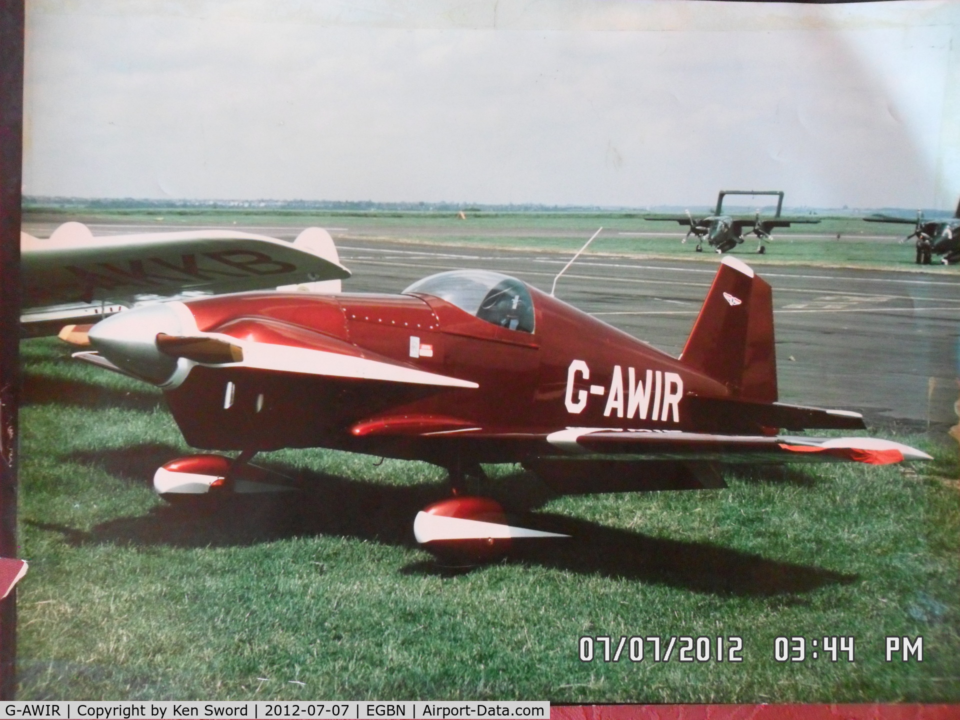 G-AWIR, 1973 Mustang Aeronautics Midget Mustang MM-1 C/N PFA 1315, taken at Tollerton at one of there displays .. 

photo taken of a print