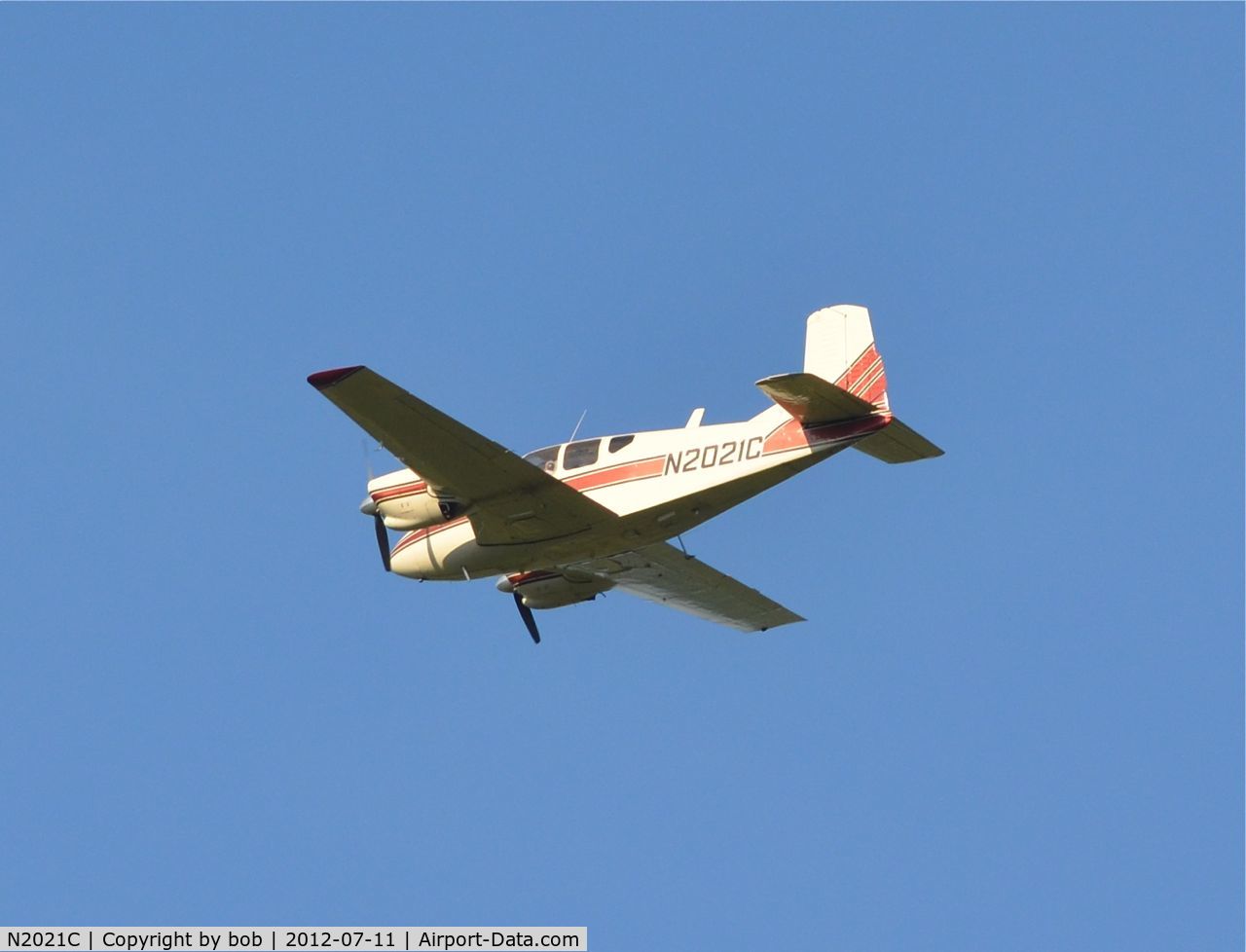 N2021C, 1959 Beech 95 Travel Air C/N TD-212, Flew over my home in Swanton, Vermont on July 11, 2012 around 6:15pm.