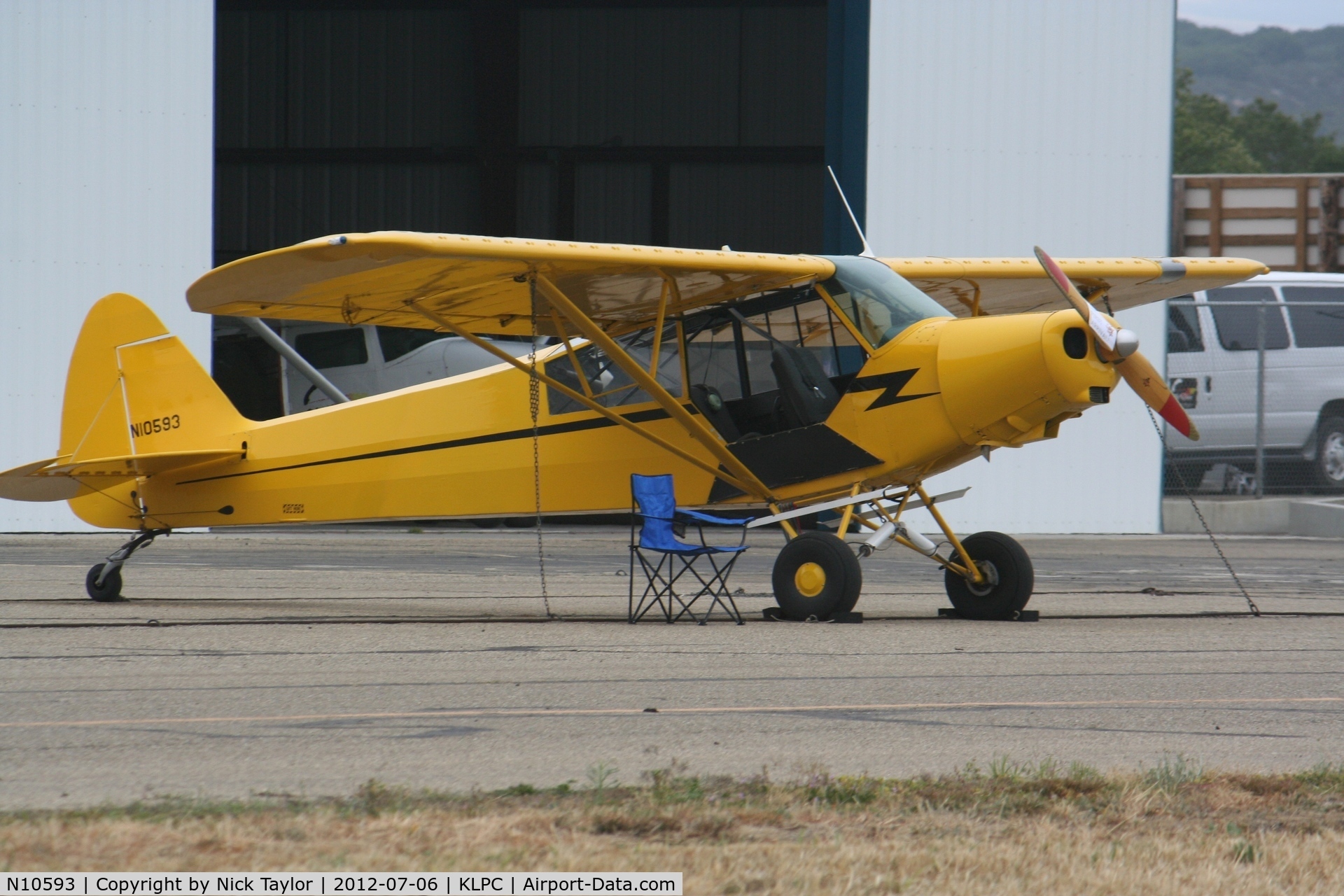 N10593, 1958 Piper L-21A C/N 18-893, Lompoc Piper Cub fly in 2012 First Arrival