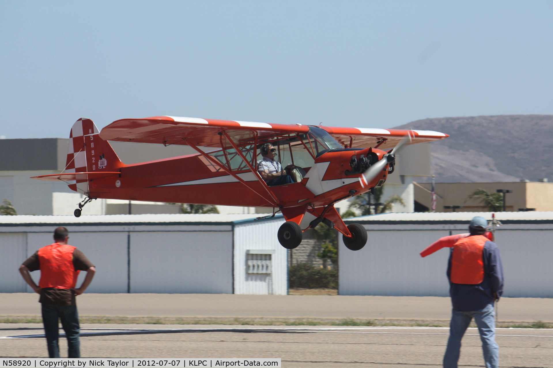 N58920, 1958 Piper J3C-65 Cub Cub C/N 45-55225, Lompoc Piper Cub fly in 2012