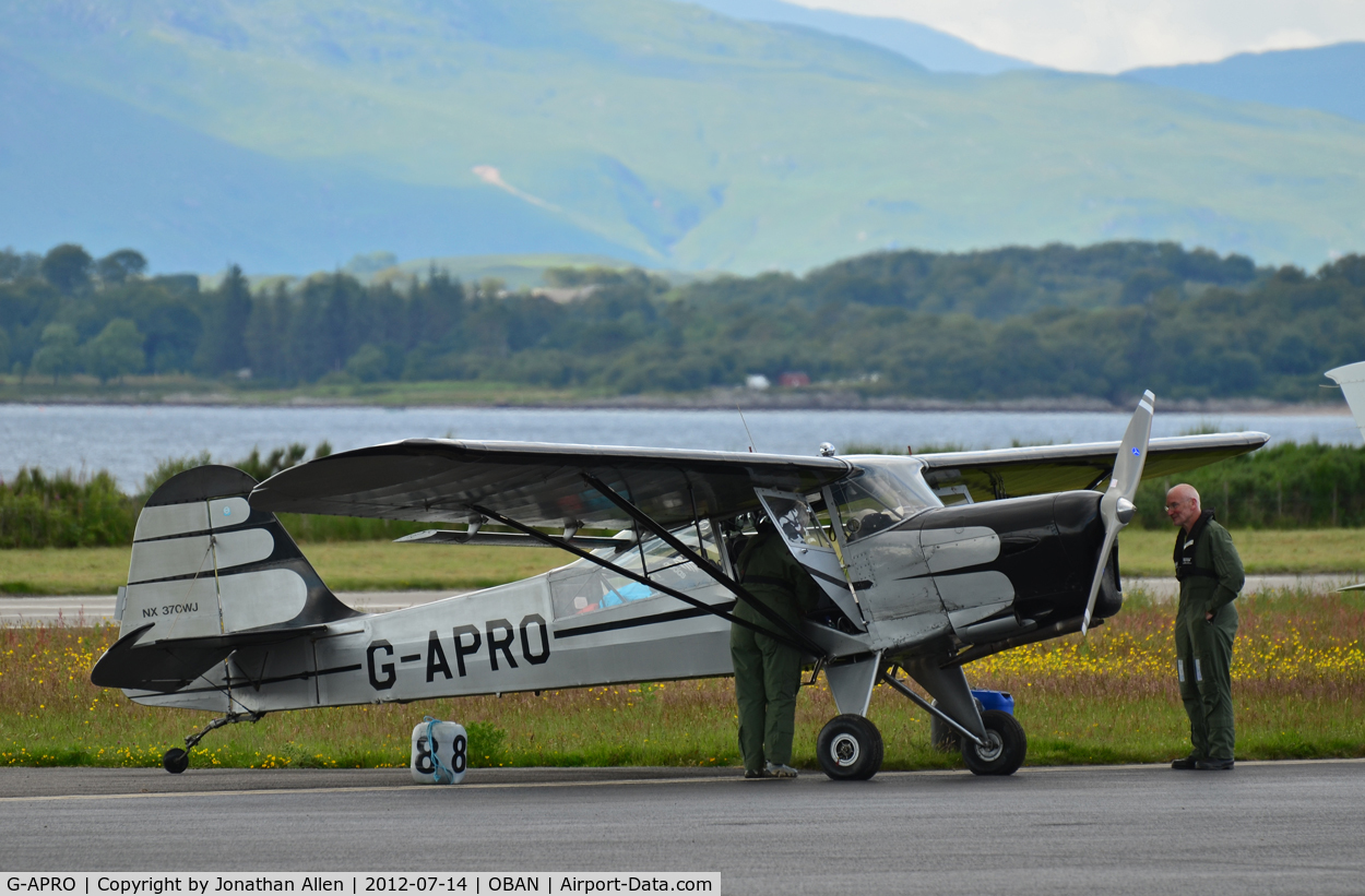 G-APRO, 1952 Auster 6A Tugmaster C/N WJ370, Just arrived at Oban (Connel) airport.