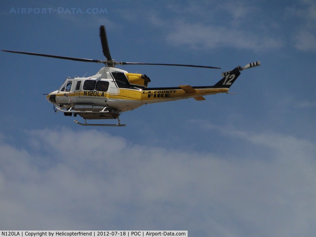 N120LA, 2007 Bell 412EP C/N 36455, Slowing down on downwind allowing Upland Fire helicopter (N36RX) to land (on 1/2 mile final)