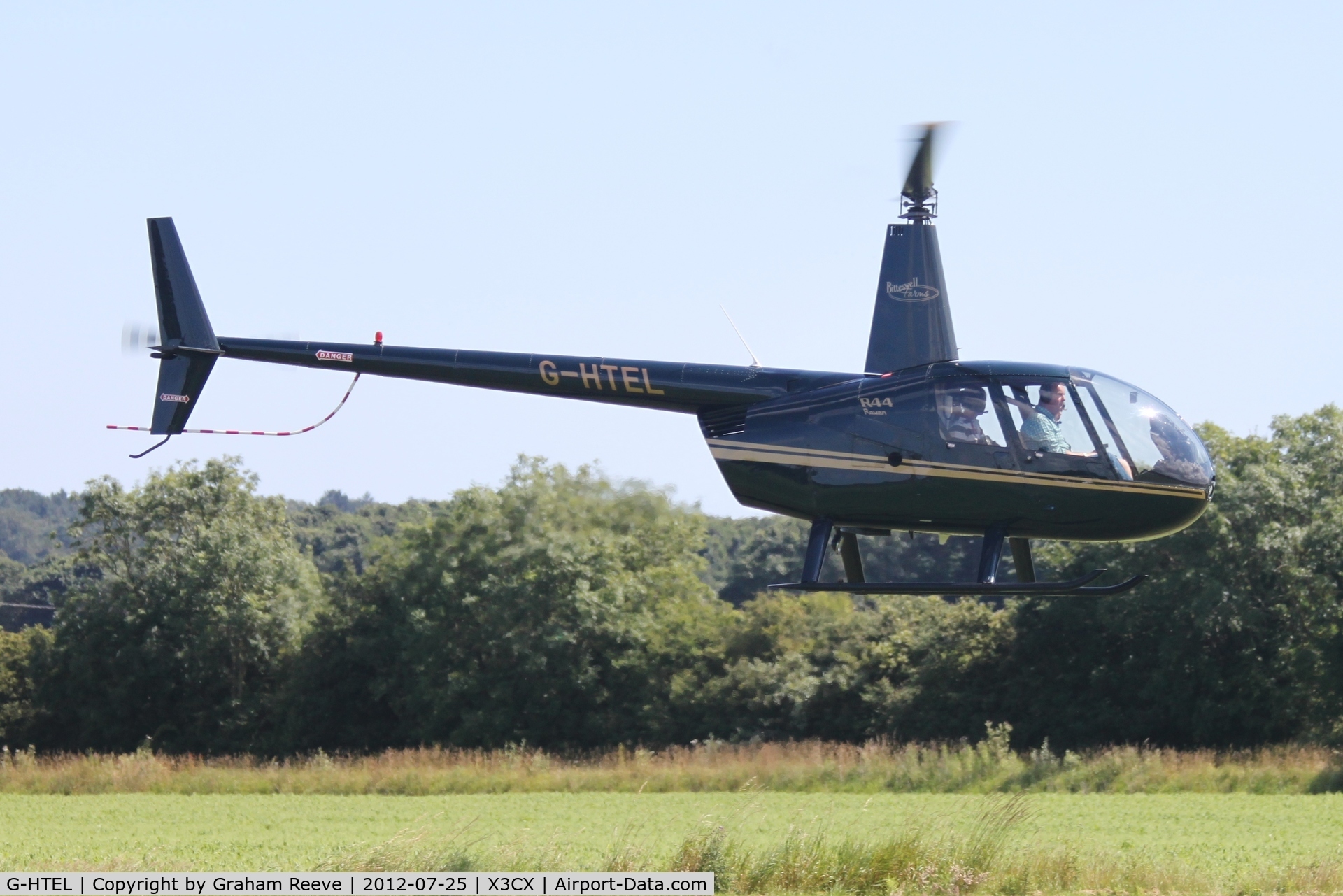G-HTEL, 2002 Robinson R44 Raven C/N 1155, Just arrived at Northrepps.