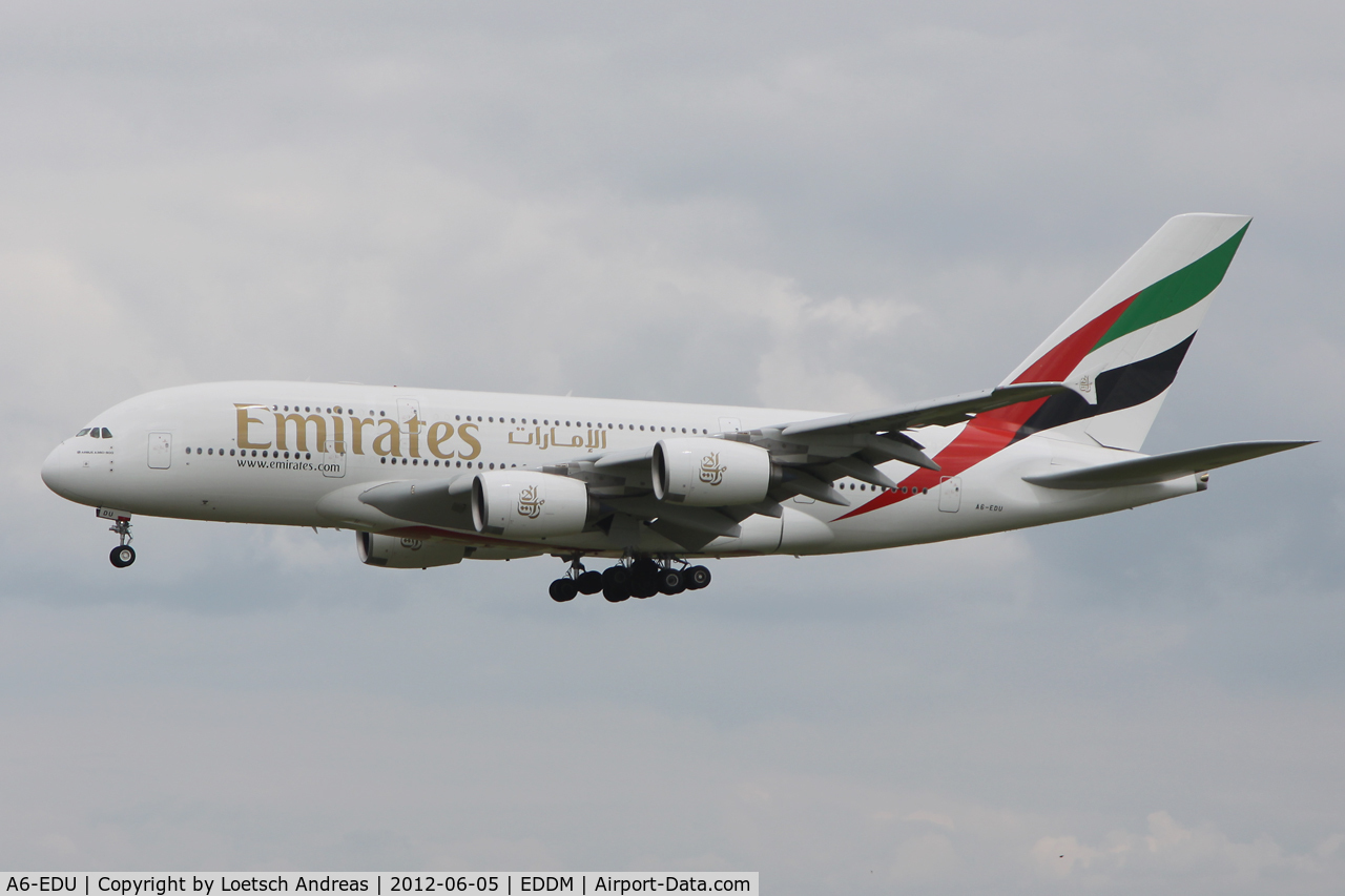 A6-EDU, 2011 Airbus A380-861 C/N 098, UAE49 Dubai (DUB) to Munich