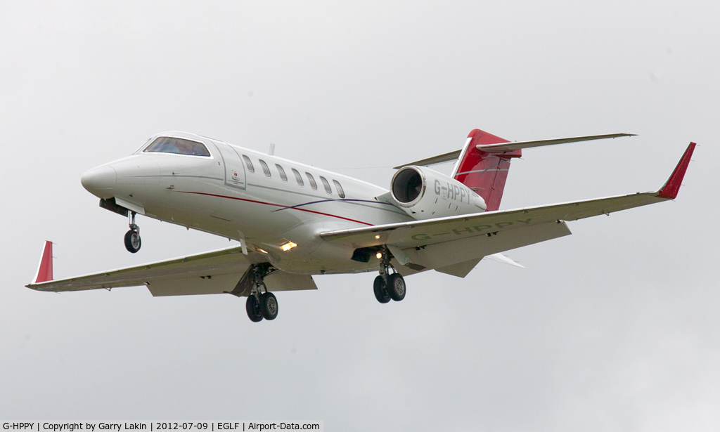 G-HPPY, 2008 Learjet 45 C/N 45-2102, On finals to land at Farnborough