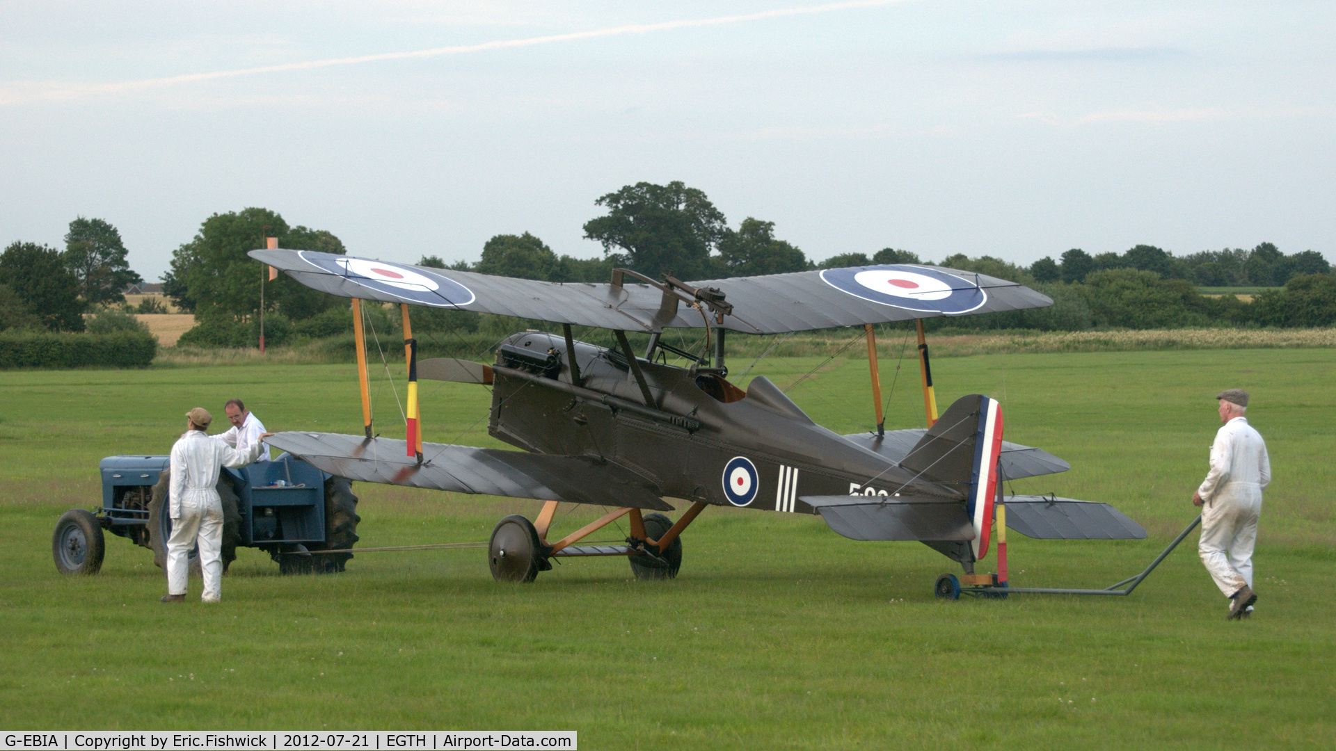 G-EBIA, 1918 Royal Aircraft Factory SE-5A C/N 654/2404, 4. G-EBIA winding down after an energetic display at Shuttleworth Sunset Air Display, July 2012