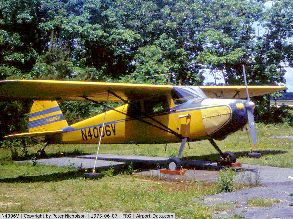 N4006V, Luscombe 8A C/N Not found N4006V, Resident Luscombe 8A Silvaire as seen at Republic Airport in the Summer of 1975.