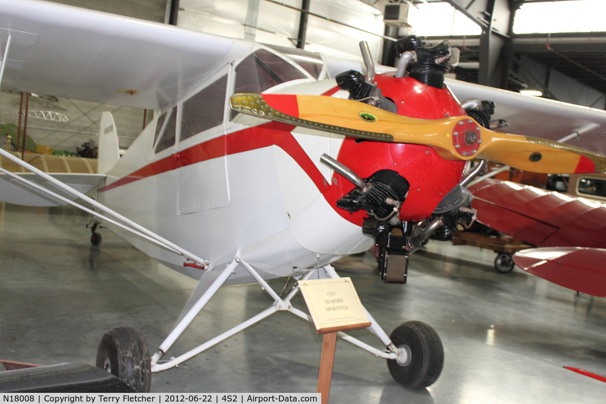 N18008, 1937 Rearwin Sportster 9000-W C/N 549, at Western Antique Aeroplane and Automobile Museum at Hood River, Oregon