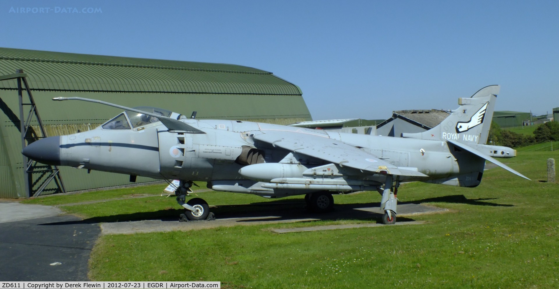 ZD611, 1985 British Aerospace Sea Harrier F/A.2 C/N 41H-912050/B44/P15, RNAS Culdrose, School of Flight Deck Operations.