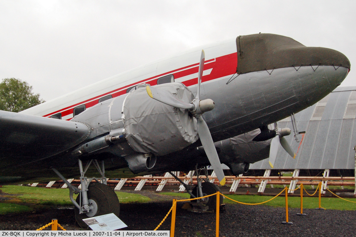 ZK-BQK, 1944 Douglas C-47B Skytrain C/N 16567/33315, preserved at the Museum of Transport and Technology (MOTAT) in Auckland, New Zealand