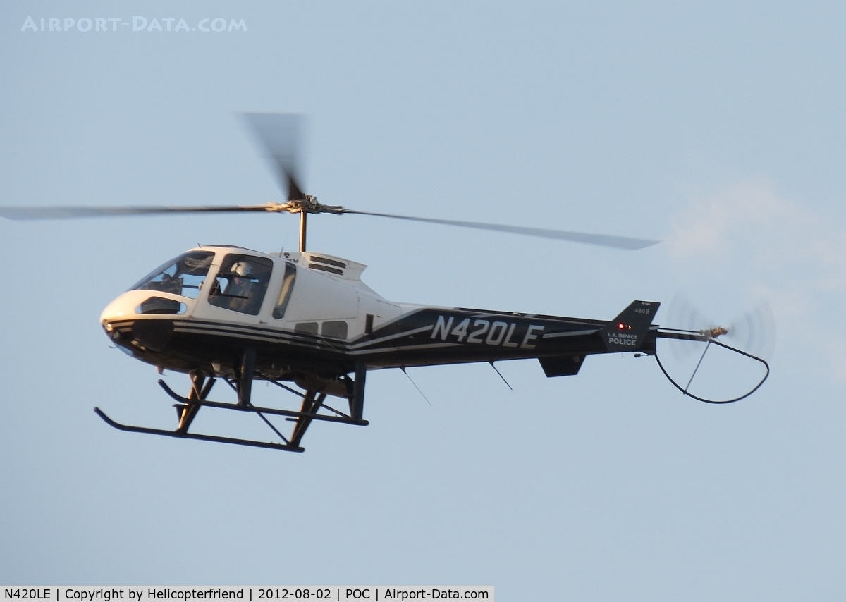 N420LE, 2006 Enstrom 480B C/N 5101, Landing at Pomona Police Helipad