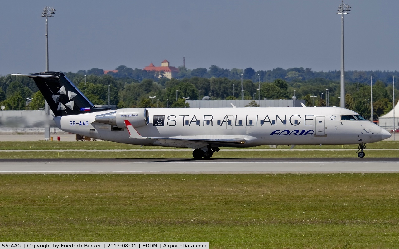 S5-AAG, 2000 Canadair CRJ-200LR (CL-600-2B19) C/N 7384, departure from Munich
