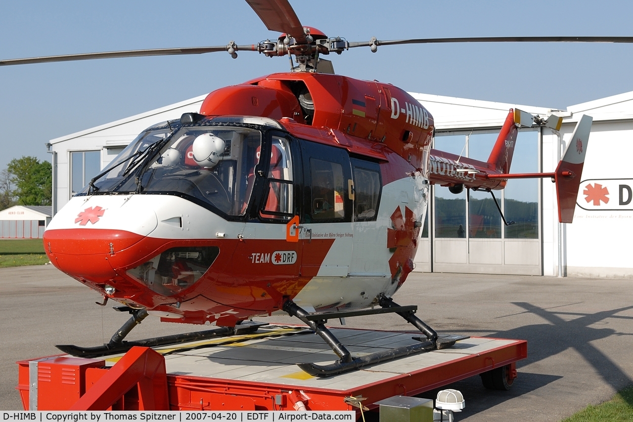 D-HIMB, Eurocopter-Kawasaki BK-117B-2 C/N 7185, awaiting it's next rescue service at QFB airfield