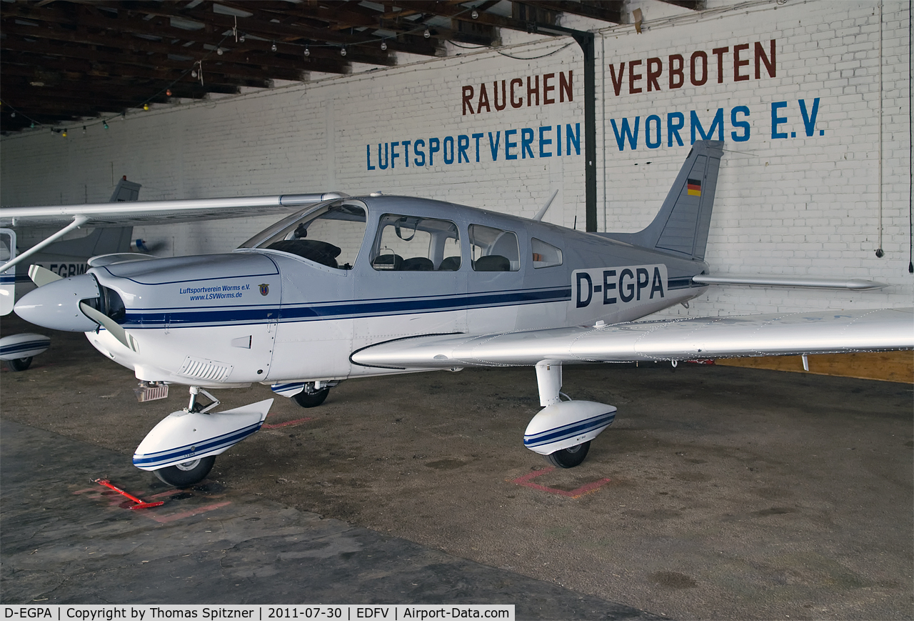 D-EGPA, Piper PA-28-181 Archer II C/N 28-7690189, parked in it's hangar at EDFV airfield.