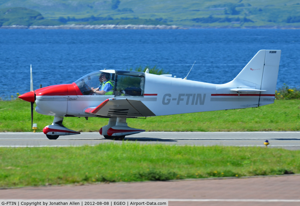 G-FTIN, 1988 Robin DR-400-100 Cadet C/N 1830, Taking off from Oban Airport.