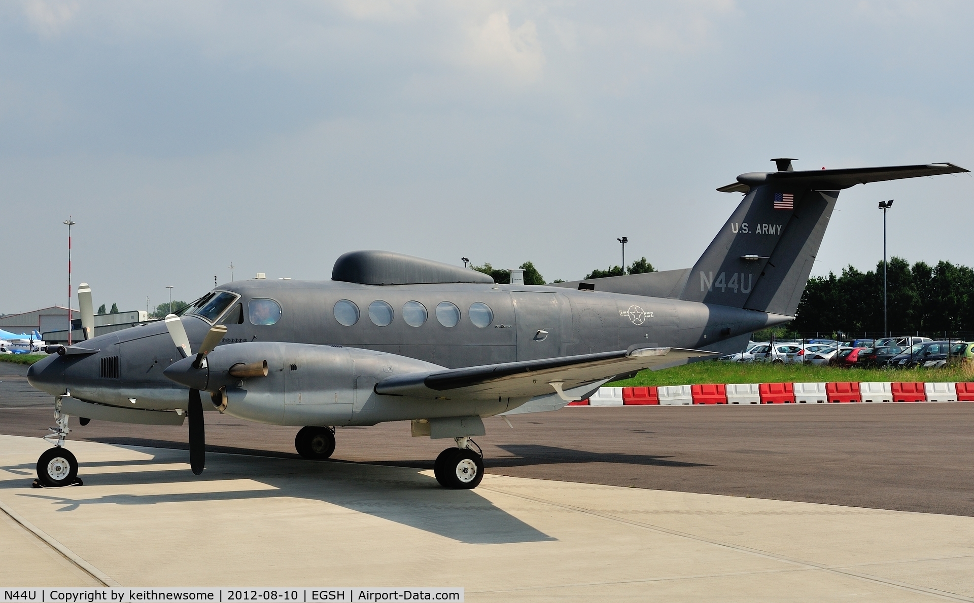 N44U, Beech 200T Super King Air C/N BT-14, In the midday sun at Norwich.