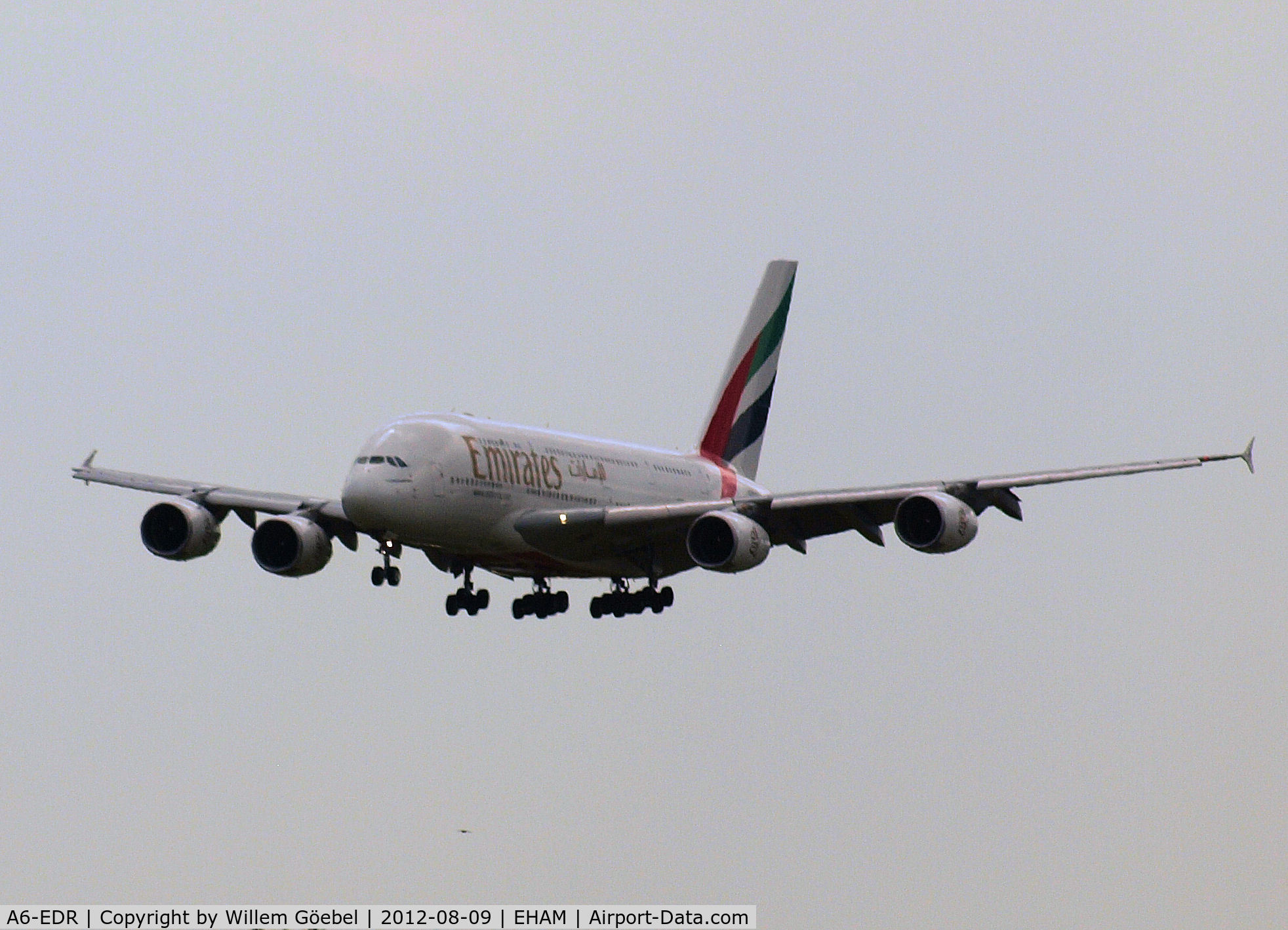 A6-EDR, 2011 Airbus A380-861 C/N 083, Arrival on runway R36 of Schiphol Airport
