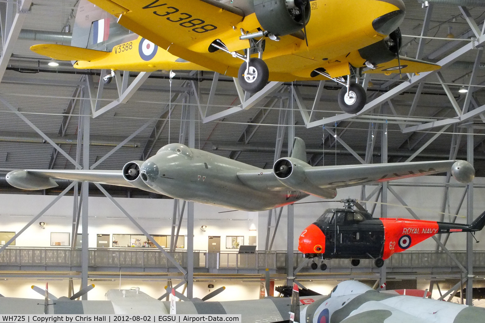 WH725, 1953 English Electric Canberra B.2 C/N EEP71206, Suspended from the ceiling in the AirSpace hanger. served with 50 Sqn at RAF Binbrook later moving to RAF Upwood