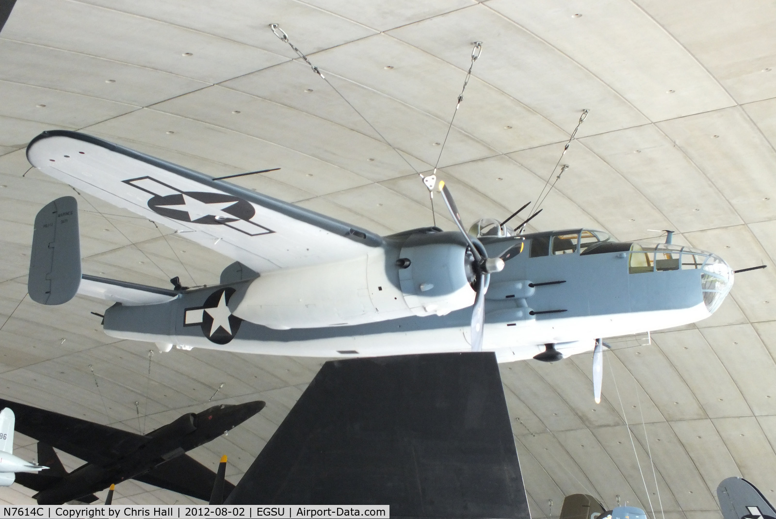 N7614C, 1944 North American B-25J Mitchell C/N 108-37246, displayed at the American Air Museum, Duxford