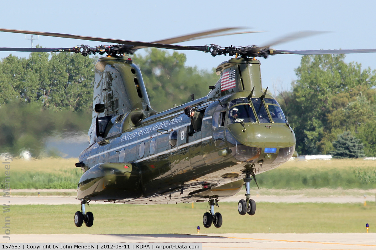 157683, Boeing Vertol CH-46F Sea Knight C/N 2582, Aug 11, 2012 - CH-46 Sea Knight 157683 about to land at KDPA
