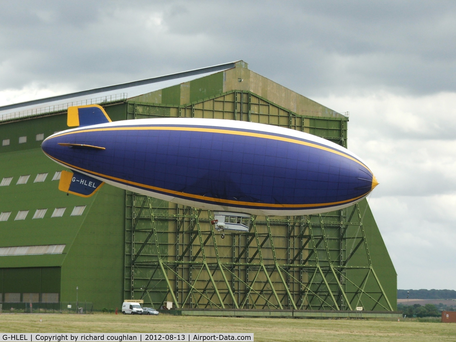 G-HLEL, 1995 American Blimp Corp A-60+ C/N 10, at Cardington hangers without Goodyear branding yesterday